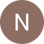 White letter N on a solid brown circular background with black edges.
