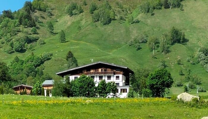 Chalet Alpin du Tour in a green alpine valley with blooming meadow foreground