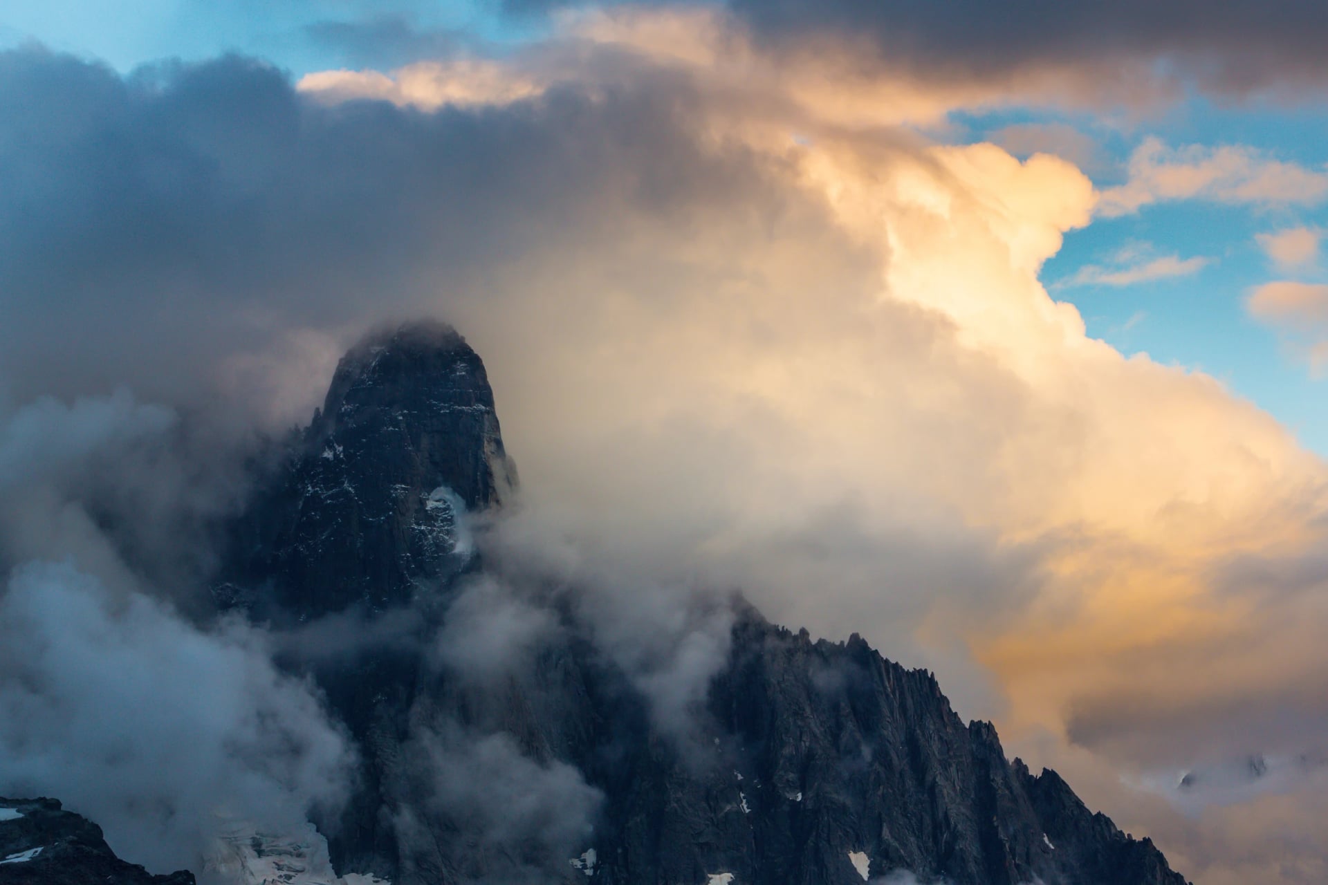 Beautiful sunrise colours in the Alps in winter