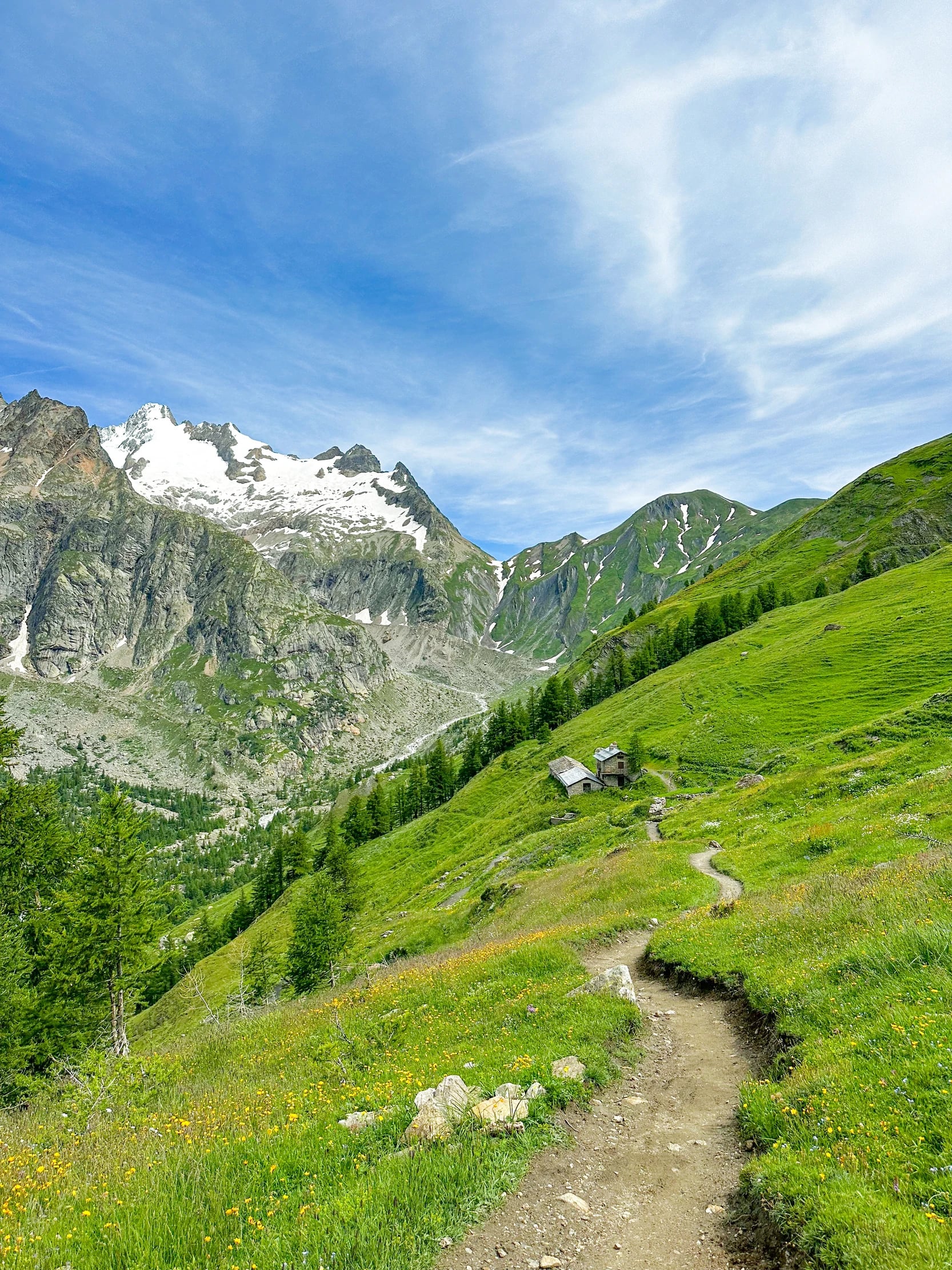 bjergrefugier på Tour du Mont Blanc i Alperne i Italien