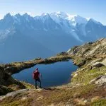 Hiker looking at Lac de Cheserys