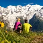 Utsikt över panorama över Mont Blanc-glaciären