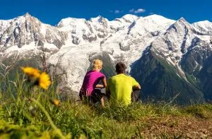 Overooking at panorama of Mont Blanc glacier