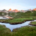 Wetland with winding brooks at Lacs de Fenetre