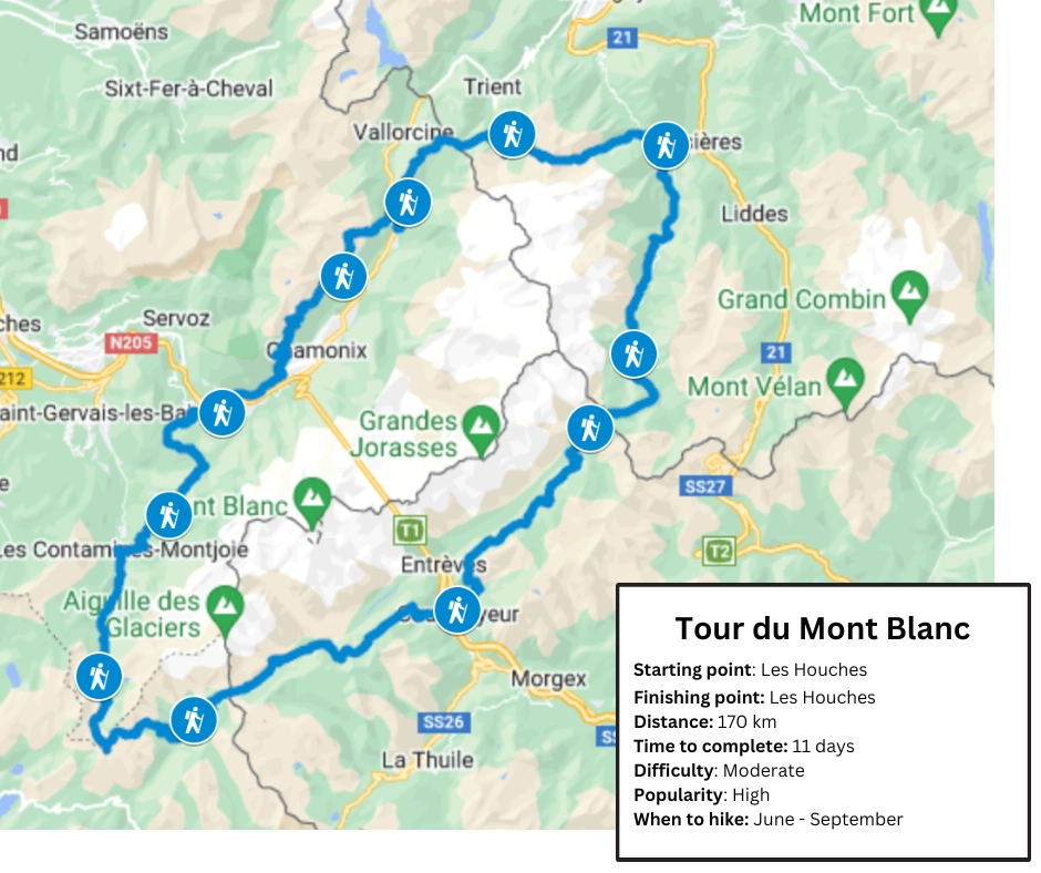 information card tour du mont blanc